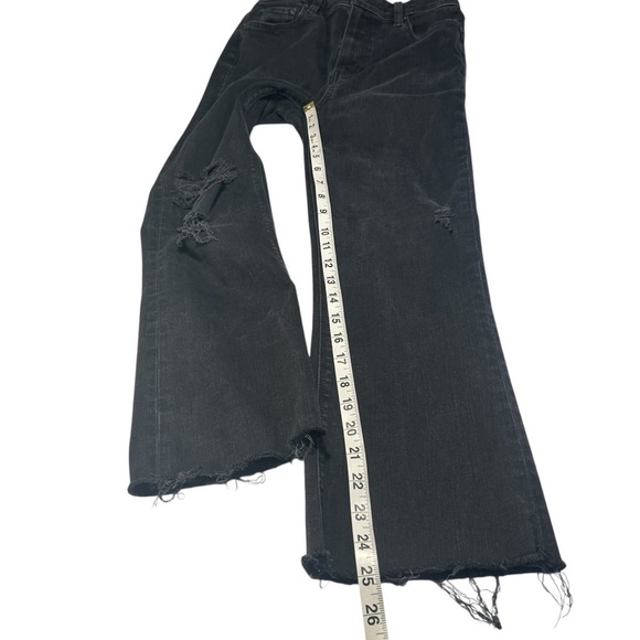 PAIGE Claidine High Rise Crop Distressed Raw Hem Black Denim Jeans Sz 28 - Picture 10 of 15